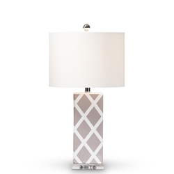 Baxton Studio Selia Modern and Contemporary Gray and White Diamond Patterned Ceramic Table Lamp